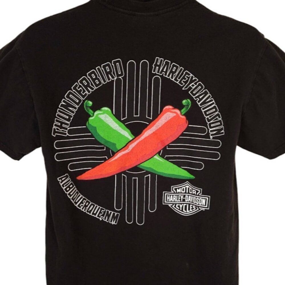 Harley Davidson T Shirt Mens Size Medium Black Thunderbird Albuquerque Peppers